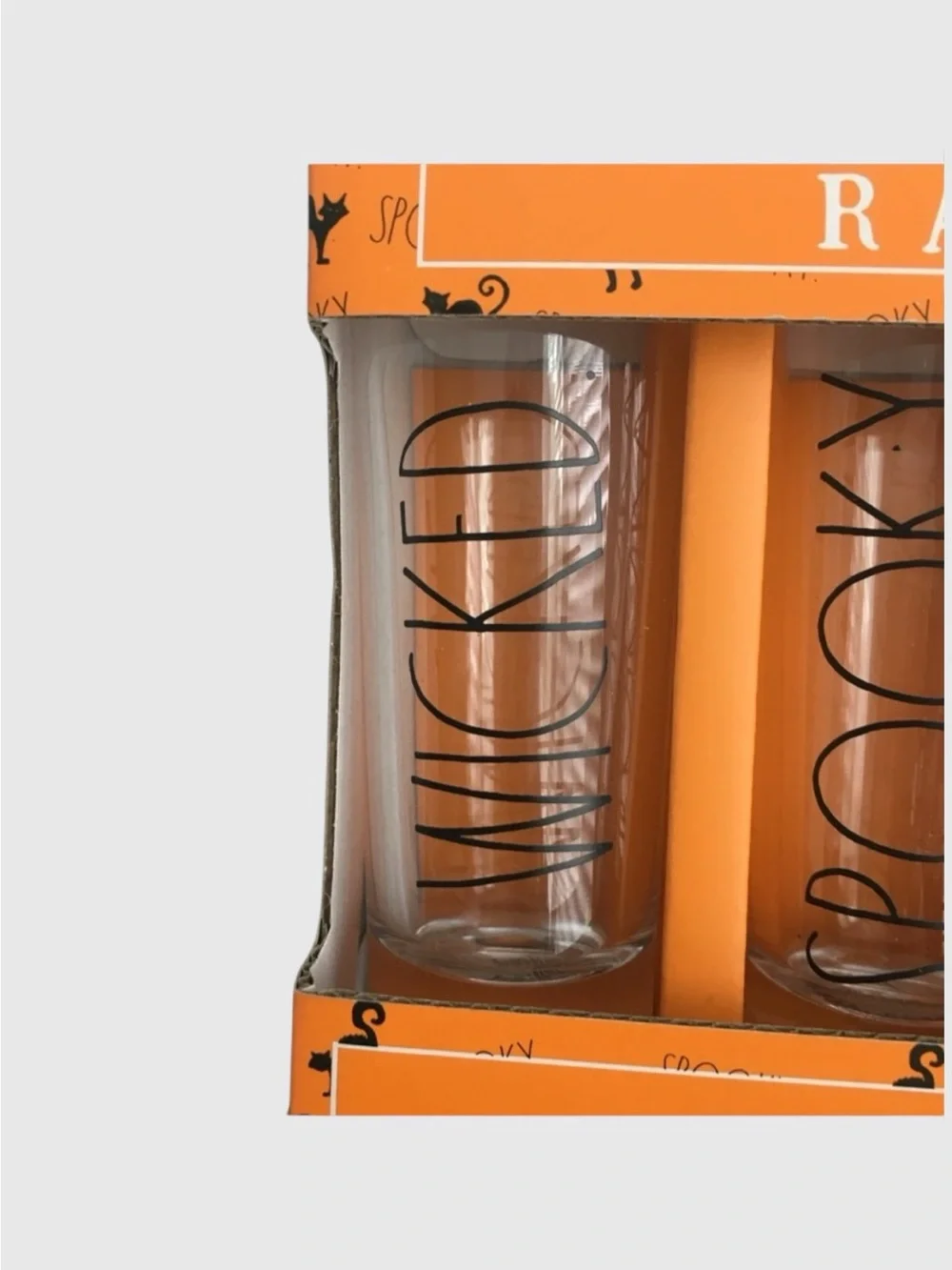 Rae Dunn Orange and Black Halloween Shot Glass Set Set of 4